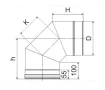 Unghi 90° pentru cos de fum CORAX Ø 140 mm (inox 304)