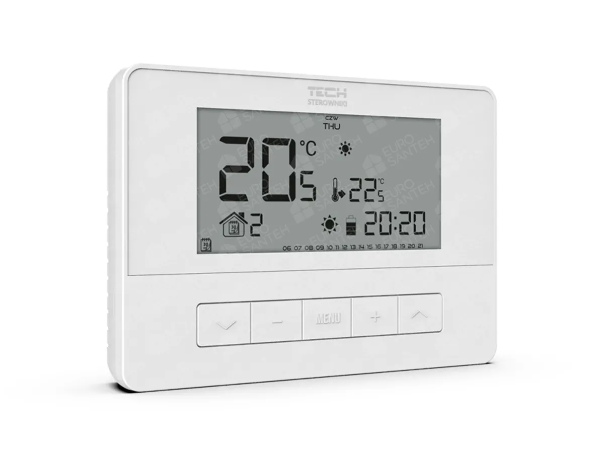 Termostat de cameră programabil fără fir cu ciclu săptămânal Tech EU-T-4.1, vedere din dreapta