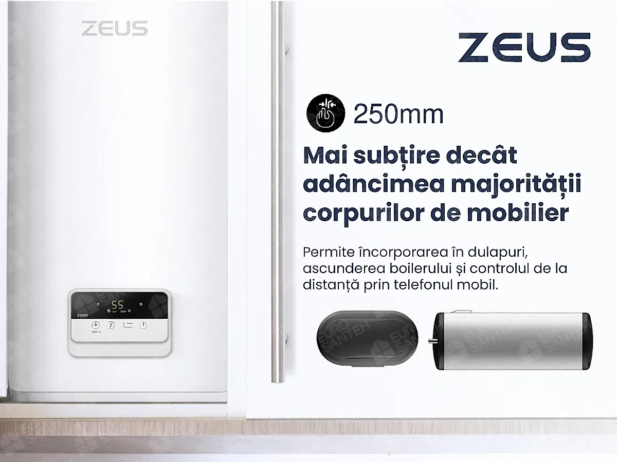 Boiler electric ZEUS SLIM COMPACT 50 l, compactitate