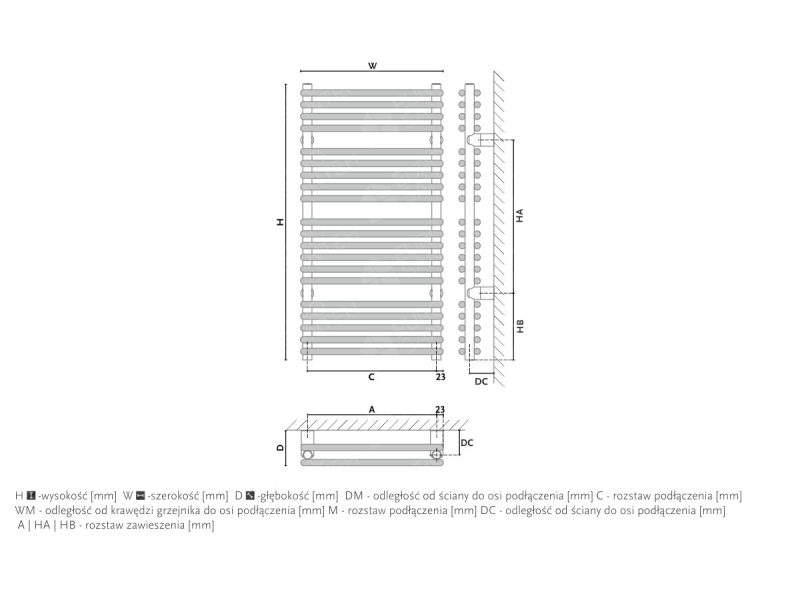 Towel dryer/bathroom radiator design GORGIEL MARS AR2 115/75