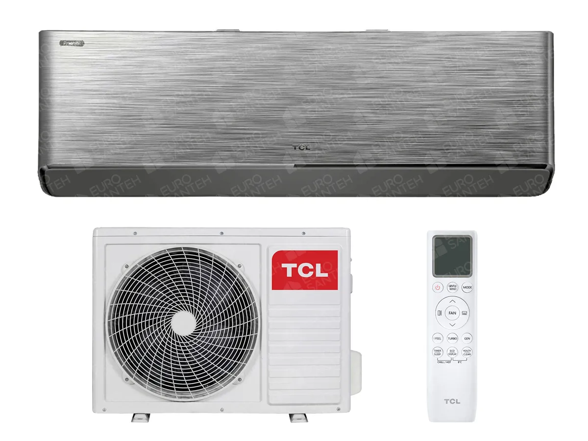 Indoor and outdoor units of the TCL FRESHIN air conditioner, remote control