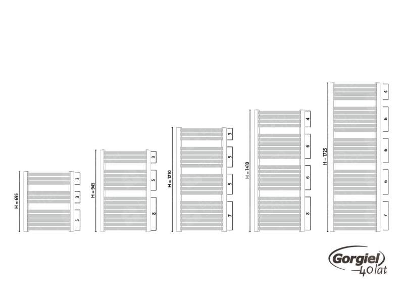 Towel dryer/bathroom radiator design GORGIEL ZENITH W AZ-W 120/70