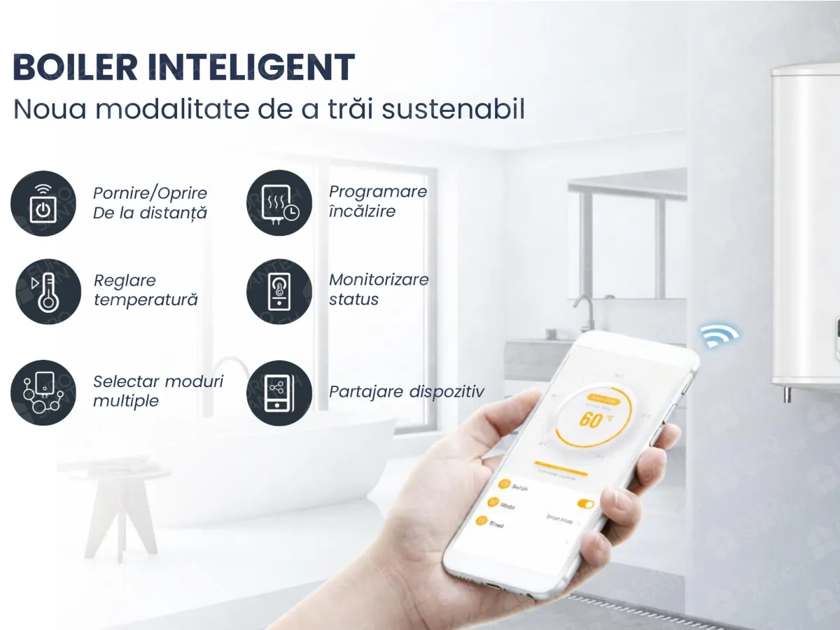 Boiler electric ZEUS SLIM COMPACT 30 l, control prin Wi-Fi